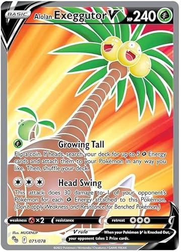 Alolan Exeggutor V 071/078 seltene Ultra Pokemon Karte (Pokemon GO Special TCG Set) + 1x TitanCards® Toploader