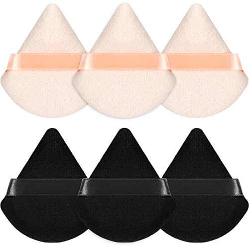 Sularpek 6 Stück Puderquaste, Dreieck Makeup Puderquaste, Wiederverwendbar Gesicht Schwämmchen Powder Puff, Make up Schwamm für Loser Puder Foundation, Nass Trocken Make up Werkzeug