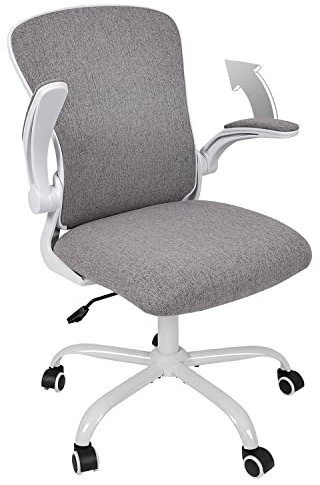 ELECWISH Office Chair Desk Chair Flip-up Armrest, Ergonomic Computer Chair with Lumbar Support, Office Chairs for Home, Height Adjustable 360° Swivel Rocking Function, Dark Grey
