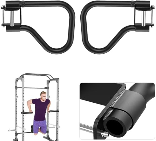 SELEWARE Dip Bar Befestigung für 7,6 x 7,6 cm mit 1,6 cm Loch Power Cage Squat Rack, Set mit 2 robusten Stahl-Dip-Griffen mit Sicherheitsnadel, verstellbare Multi-Grip-Positionen für Krafttraining zu