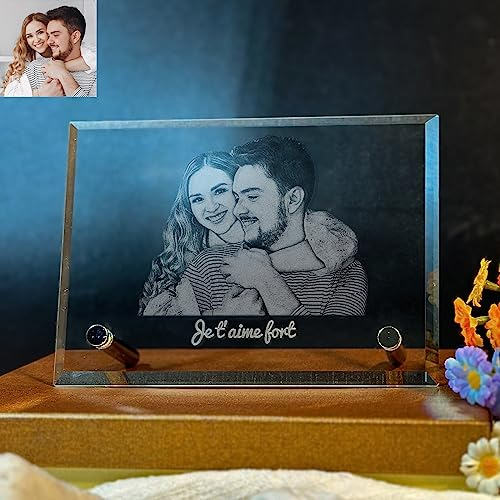 Angry Egg Boy Foto 2D Cristal, Tallado Interior Personalizado Foto Regalo para papá, mamá, él y ella con su foto. Regalos de Fotos Personalizados para Cumpleaños, Boda, Aniversario, Memorial