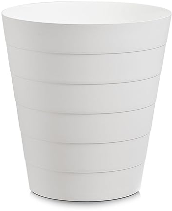 Papierkorb Mülleimer für Büro, Bad, Jugendzimmer & Kinderzimmer 13,5 Liter, 29 x 29 x 30 cm, Kunststoff, rund (weiß)