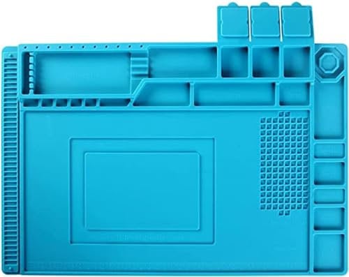 FIXTOOLS Anti Static Soldering Mat Station 500℃ Heat Resistant Silicone Work Pad Magnetic Multi Purpose Electronics Repair Mat Ideal for Soldering Brazing Phone Watch Computer Blue 45x30cm