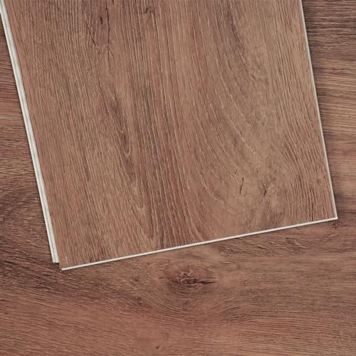 VEVOR Baldosas de Vinilo Entrelazadas 1220 X 185 mm, 10 Baldosas de 5,5 mm de Grosor Se Encajan, Pisos de Bricolaje de Veta de Madera de Color Marrón Profundo para Cocina, Comedor, Dormitorios y Baños