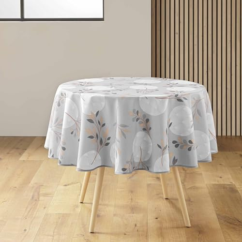 douceur d'intérieur, Nappe Ronde (Ø 180 cm) Manola Gris, Polyester Imprimé
