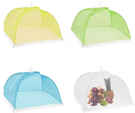 WeddHuis 4 pcs Toile Alimentaire Pliable Anti-Mouches Tente Parapluie Anti-Insectes et Anti-moustiques BBQ Picnic Food Cover