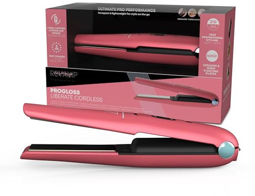 REVAMP Liberate Kabellose Kompakte Keramik Haarglätter - Kabellose Haarglätter, Wiederaufladbarer Akku Reiseglätter, Tragbare Glätteisen für glatte, lockige & gewellte Stile - Rosa