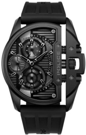 Police Watches daintree Herren Uhr analog Quarzwerk mit Silikon Armband PEWGQ2203605