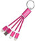 Tranzmtz - Keyring Multi USB 3A Fast Charging 3-in-1 Short Keychain Cable with USB Type C/USB/Micro USB/Phone Connectors - for Smart Phones Tablets and More (Hot Pink)