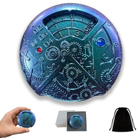 Dadi unici per roulette in metallo, set di dadi meccanici per DND Roller D&D, dadi steampunk retrò dadi spinner dadi D20 All in One DND dadi D6, D8, D10, D12 per Dungeons and Dragons TRPG