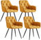 JYMTOM Lot de 4 chaises de salle à manger avec siège rembourré en velours épais, pieds en métal, accoudoirs et dossier pour salon, salon (jaune foncé, 4)