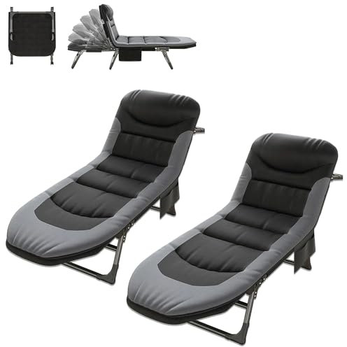 Feldbett Klappbar mit Matratze Campingbett, 6-Fach Verstellbare Rückenlehne Karpfenliege Campingliege, Outdoor Feldbett XXL Camping Liege, 65x190x30 cm Camping Bett 1 Person Klappbett Gästebett