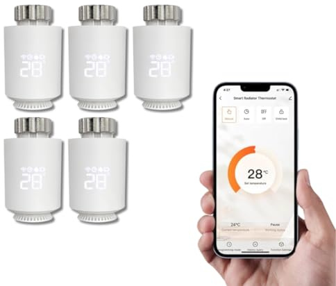 Tête Thermostatique Intelligente Connectée LUMARK - Contrôle Température Via Appli Tuya, Programmation, Détection Fenêtres Ouvertes - Compatible Assistants Vocaux (8, sans Passerelle)