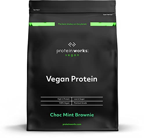 Protein Works - Vegan Protein Powder, Plant Based Protein Shake, Vegan Blend, Gluten Free, 33 Servings, Choc Mint Brownie, 1 kg