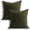 jeanerlor Baumwolle Leinen Quadratisch dekorativer Überwurf-Kissenbezug mit Twin Nadeln Stitch auf Edge, Sofa, Stuhl, Couch, Wohnzimmer, Bench, Kind, Kinder. 20＂x20＂2 Pack olivgrün