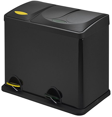 EVRE | 2 compartment Recycle bin | Stainless Steel Recycling Bin | 26L (8L + 18L) | Multi Compartment | Black |