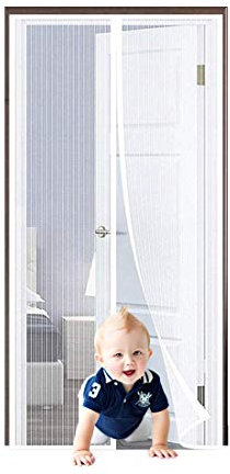 Flei Tenda Zanzariera Magnetica 85x205cm, Crittografia Tenda Anti Zanzare Chiuso automaticamente Pieghevole Si Chiude da Sola, for Corridoi/Porte/Patio - Bianco