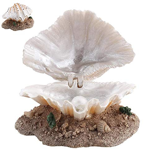 Pssopp Shell Pearl Bubbler Decor Aquarium Aquarium Faltbare Shell Fische Garnelen Versteck House Cave Harz Fisch Garnelen Zucht Versteck Cave Shelter Aquarium Landschaftsbau Dekoration