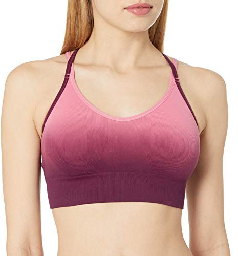 Champion Damen C9 Women's Seamless Dip Dye Cami Bra Sport-BH, Terrakotta Pink/Dark Berry Lila, Large