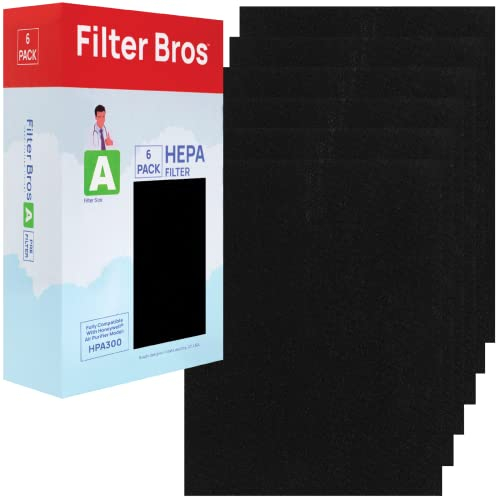 Filter Bros HPA300 Carbon Activated Pre Filters 6 Pack Compatible with Honeywell Air Purifier HPA300-A6