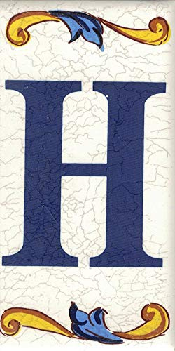 TORO DEL ORO House Numbers - Tile Numbers and Letters - Ceramic Chalca - Crackle Style - Names and Address - Medium Craquelle Design - 5 x 10 cm (Letter H)