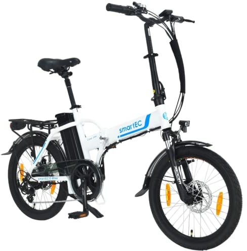 smartEC Camp-20H E-Bike Klapprad 250W Hinterradmotor Li-Ion-Akku 36V/15,6Ah 20 Zoll E-Klapprad E-Faltrad Elektrofahrrad Reichweite 100km bis 25 km/h Modelljahr 2024 (Weiß)