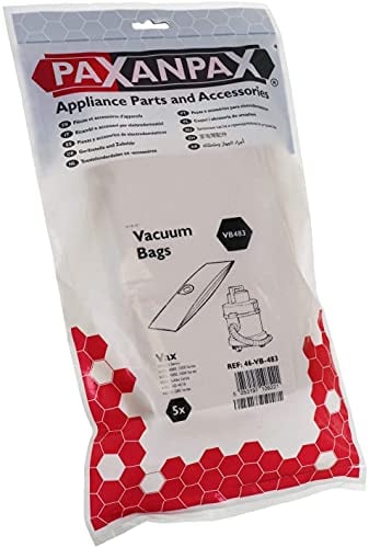 Paxanpax VB483, Compatible Paper Bags Vax 101-223, 2000, 4000, 5000, 6000, 7000, 8000, 9000, Sukka, V100, VO-4000, V1050-1200 Pack of 5