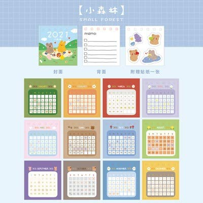 Kalender Kalendarien 2021 Kreative Mini Schreibtischkalender DIY Tragbare Schreibtischkalender Daily Planer Planer mit Aufklebern, 2021.1-2021.12 Kalender Terminkalender (Color : 3)