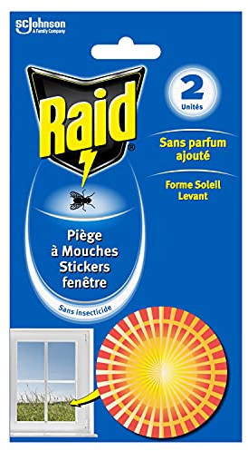 Raid Piège à Mouches - Stickers fenêtre pour la maison,Forme Soleil Levant, à appliquer sur les fenêtres, 2 stickers