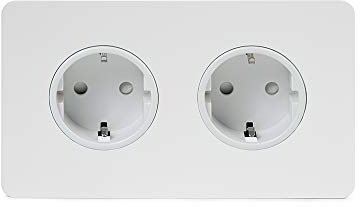 Soho Lighting White Metal Flat Plate 16A 2 Gang Euro Socket Wht Ins Screwless