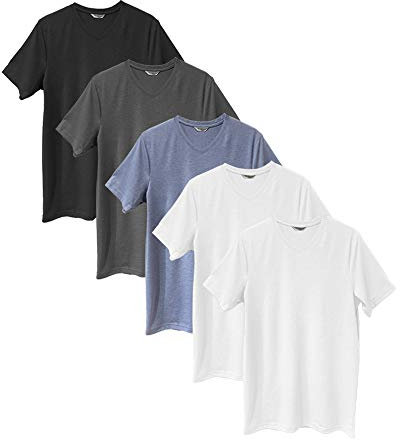 Pack 5 Camisetas Manga Corta Mix Algodón con Cuello Pico Básico para Hombre (Pack Multicolor, M)