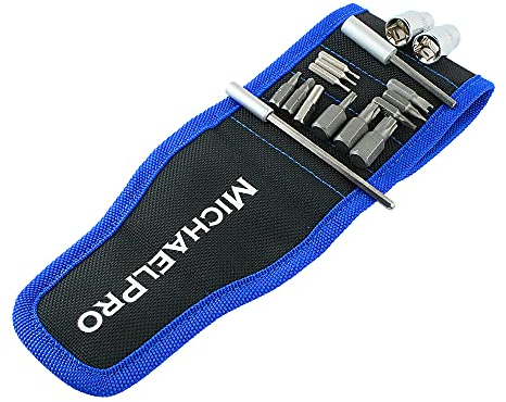 MichaelPro MP015001 Magnetarmband, Werkzeuggürtel mit starken Magneten zum Halten von Schrauben, Nägeln, Bohrerspitzen für DIY, Geschenke für Vater/Vater (Schwarz)