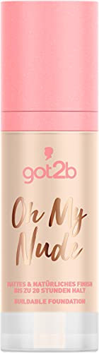 got2b Buildable Foundation Oh My Nude 020 Shell, langanhaltendes Make-up für ein semimattes Finish, mit feuchtigkeitsspendendem AQUARICH-Komplex, 30 ml