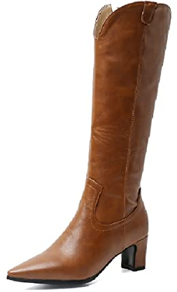 Moda sintetica punta punta tacco blocco cerniera tacco medio con 6 cm facile camminata ginocchio alto casual stivali per le donne grandi dimensioni 35-46 t10-172, N9000 Iii, 37 EU