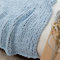 RGRE Chunky Giant Knitted Blanket, Soft Chenille Knit Blanket Heavy Weighted, Chenille Yarn Knitted Blanket, Thick Cable Knit Throw, Handwoven Crochet Blanket Bed Throws (blue 130x160cm)