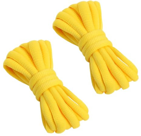 VSUDO 100 cm Cordones Amarillo Ovalados para Zapatillas, Cordones Zapatillas Amarillo de Baloncesto, Oval Yellow Shoe Laces, Cordones de Zapatos Amarillo para Hombre o Mujer (1 Par-Amarillo-100cm)