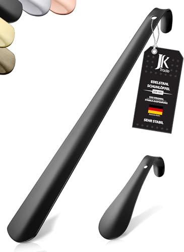 JK Trade® Juego de 2 calzadores de acero inoxidable | 15 y 42 cm | Calzador de acero inoxidable corto y largo | Rápido y respetuoso con la espalda | Longitud y ancho ideales