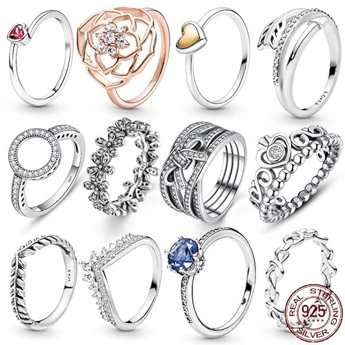 DarryDooly 925 Sterling Silber Ringe für Frauen Süßer Zirkon runder geometrischer 925 Silber Ehering Feiner Schmuck Minimalistisches Geschenk