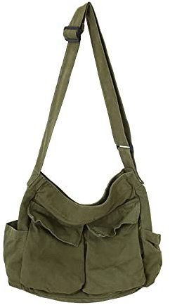Sumleno Damen Messenger-Tasche aus Segeltuch, Armeegrün