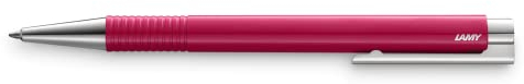 LAMY logo M+ Kugelschreiber 204 aus bruchfestem Kunststoff in der Farbe raspberry mit verchromter Spitze und Drücker, inkl. Großraummine LAMY M 16 Strichbreite M in schwarz