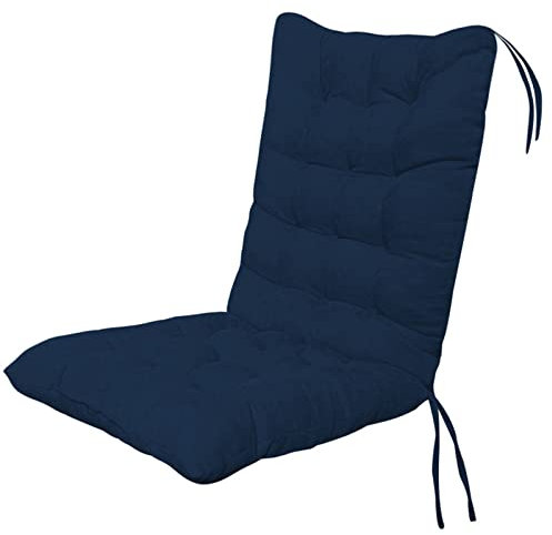 Niedriglehner Auflage Für Gartenstühle, Gartenstuhl Terrassenstuhl Auflagen, Stuhlauflagen Mit Halteband & Kordeln, Sitzpolster Mit Komfortschaumkern, Weiche Stuhlauflage 90X40cm,Marine