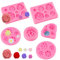 6pcs Molde de Silicona para Fondant, Repostería y Manualidades - Flores, Rosas para Pasteles, Jabón, Bricolaje, Chocolate, Vela y Porcelana Fría
