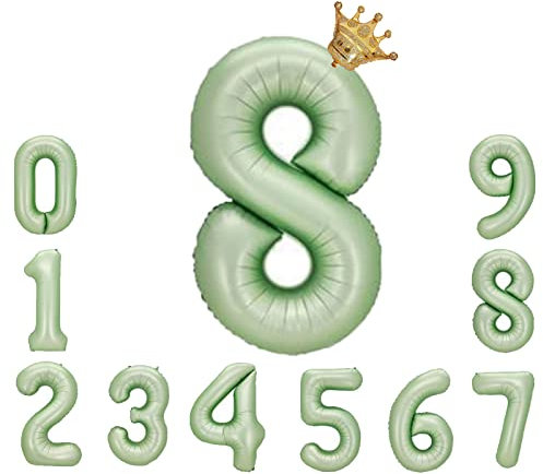 Foil Luftballon 8 Helium Folienballon Zahlen Ballon XXL Folien Makaron Grün Ballon 8 Geburtstag 100cm/40inch