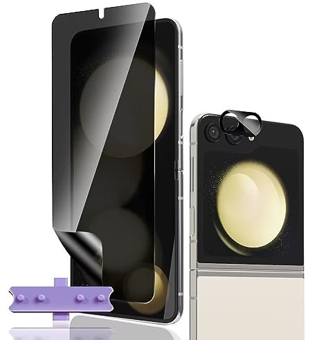Phlleyaa Anti-Espion Protection Décran Pour Samsung Galaxy Z Flip 5 Décran Film Flexible TPU 1 Pcs + Caméra Arrière Protecteur 1 Pcs,sans Bulles Anti-Rayures Verre Trempé Pour Galaxy Z Flip 5