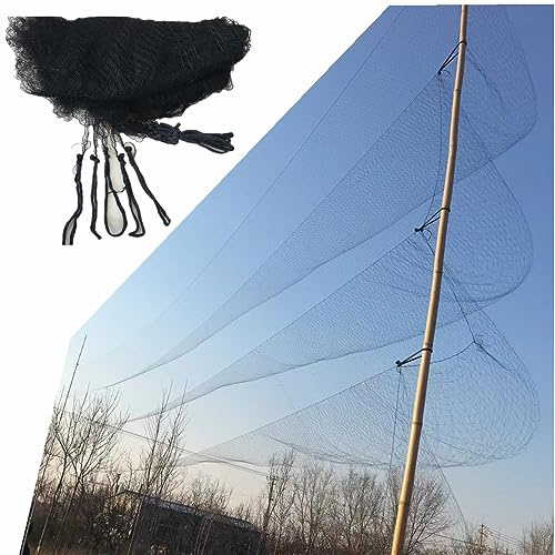 Red de Niebla Negra de Nylon - Sistema de Protección contra El Viento de Bolsa Profunda Fuerte de Seda para Capturar Plagas de Jardín y Aves del Aeropuerto (3x12m)