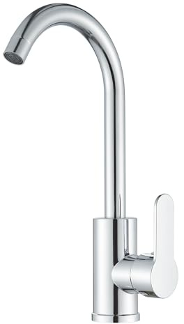 Robinet de Cuisine Mitigeur Cuisine Col de Cygne Rotative 360° Large Monocommande pour Evier Cuisine pour eau Chaude et Froide Chromé