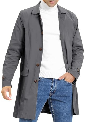 Feziakuk Trench uomo monopetto lungo cappotto leggero risvolto autunno inverno giacca mezza stagione