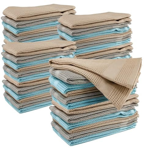 Bayeta de Microfibra 48 Unidades de Seca Vajillas o Cubertería Paños de Punto Gofrado Ultrasuaves,sin Pelusa Secado Rapido Especial para Cocina 40x40cm