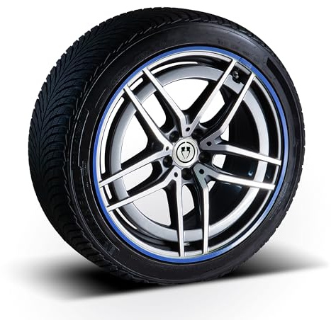 PRIORIM Classic Line Aluminium 4 x Felgenschutzring, Hochwertiger Schutz für Autoreifen & Felgen, Langlebiger Rundumschutz, Kratzfest & Wetterbeständig, Einfache Montage (Blau, 23)