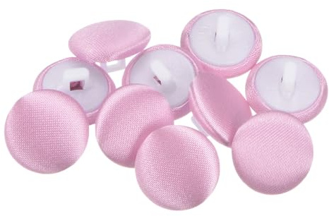 QUARKZMAN 10 Stück Knöpfe 15mm Stoffbezogene Knöpfe Pink Nähknöpfe mit Stoff bezogen Runder Kunststoffschaft Ösen Vintage für Anzüge Kleider Blusen Mantel Jacke Blazer Basteln